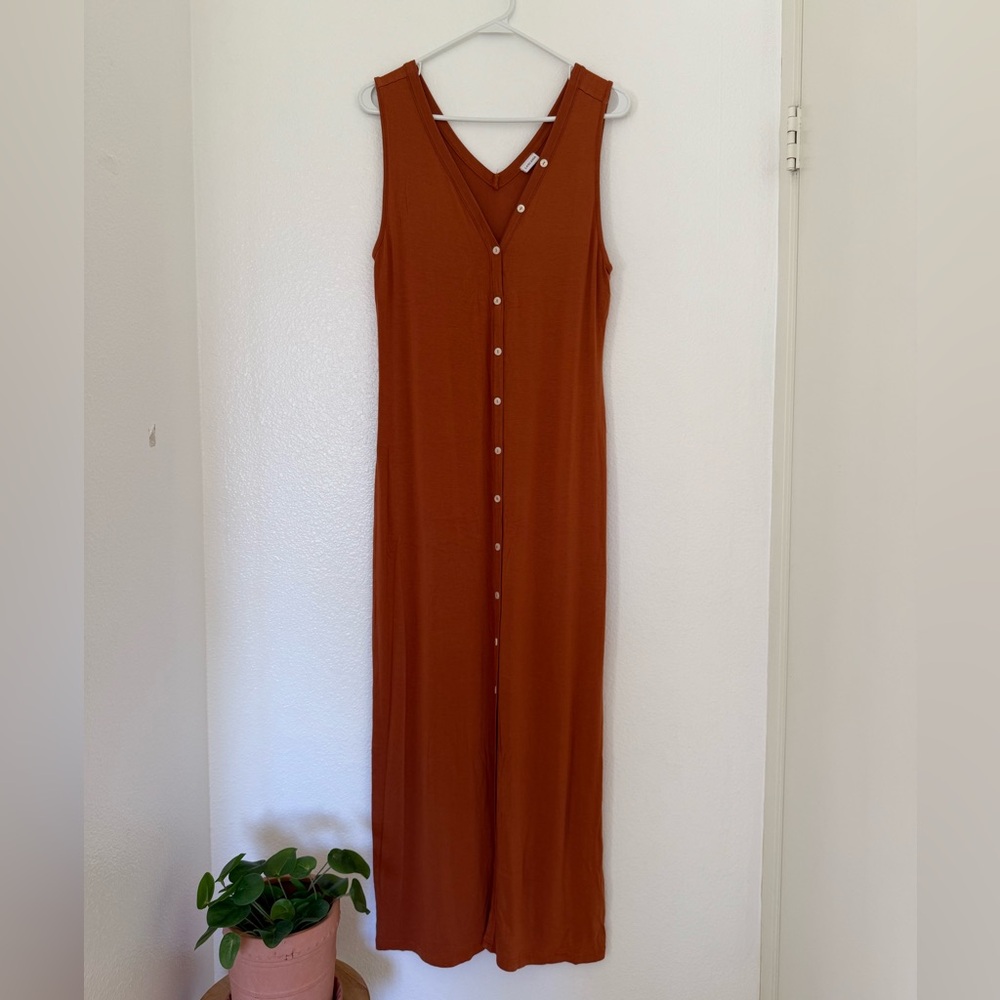 Sleeveless Rust Maxi Dress